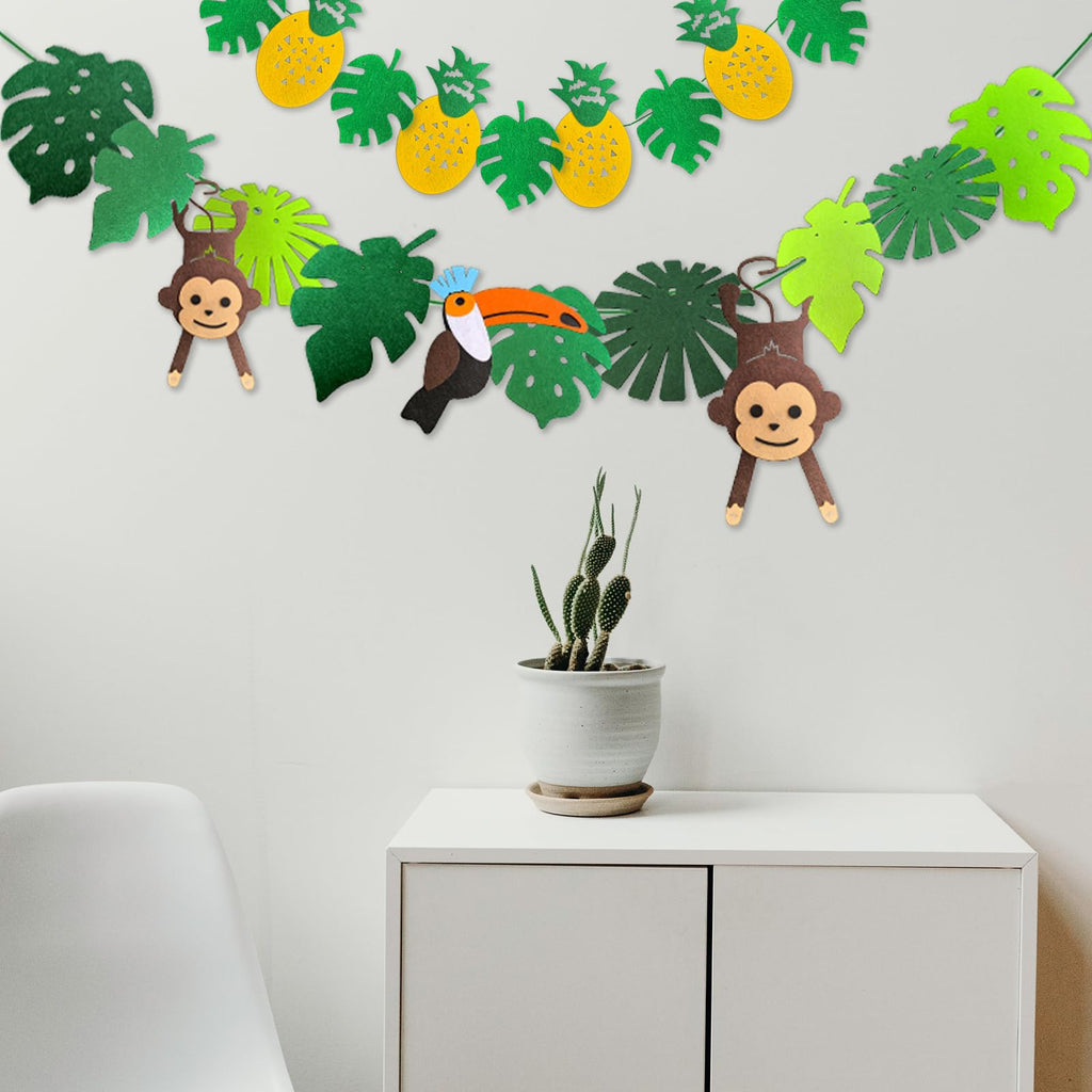 Leyhooney Christmas Jungle Felt Decor Set Tropical Toucan Monkey Palm Leaf