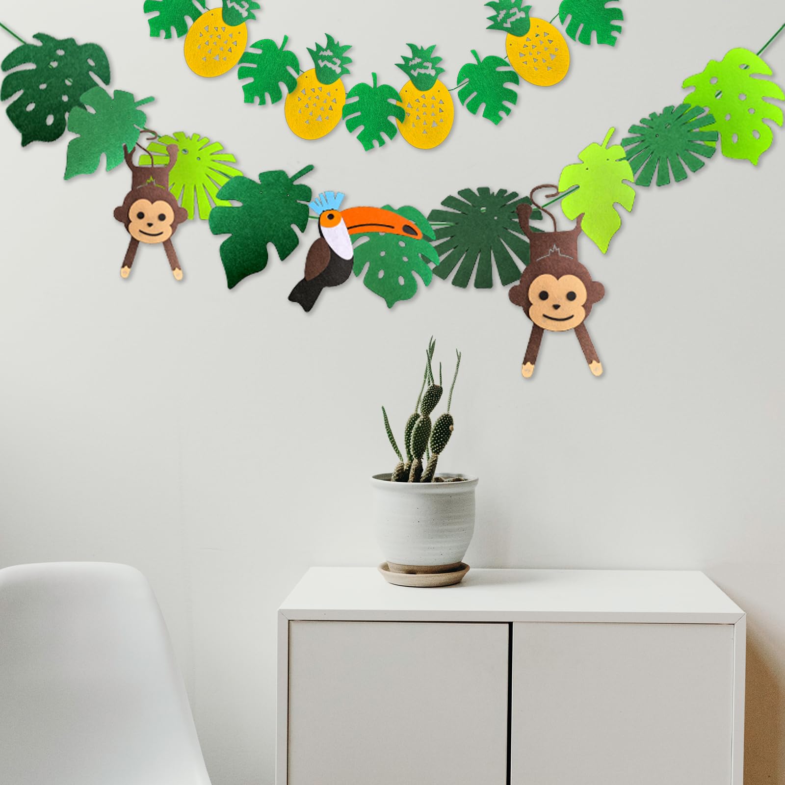 Leyhooney Christmas Jungle Felt Decor Set Tropical Toucan Monkey Palm Leaf