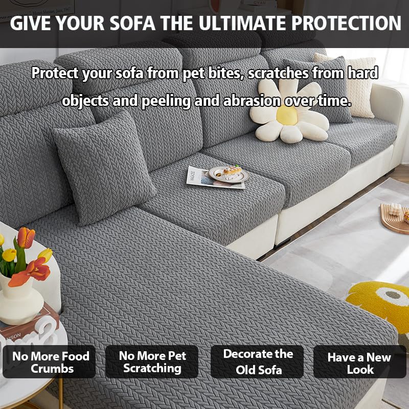 Disayu Sofa Couch Cover Stretch Washable Slipcover Beige Large Double Seat