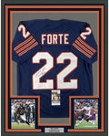 Framed Autographed/Signed Matt Forte 35x39 Chicago Blue Football Jersey JSA COA