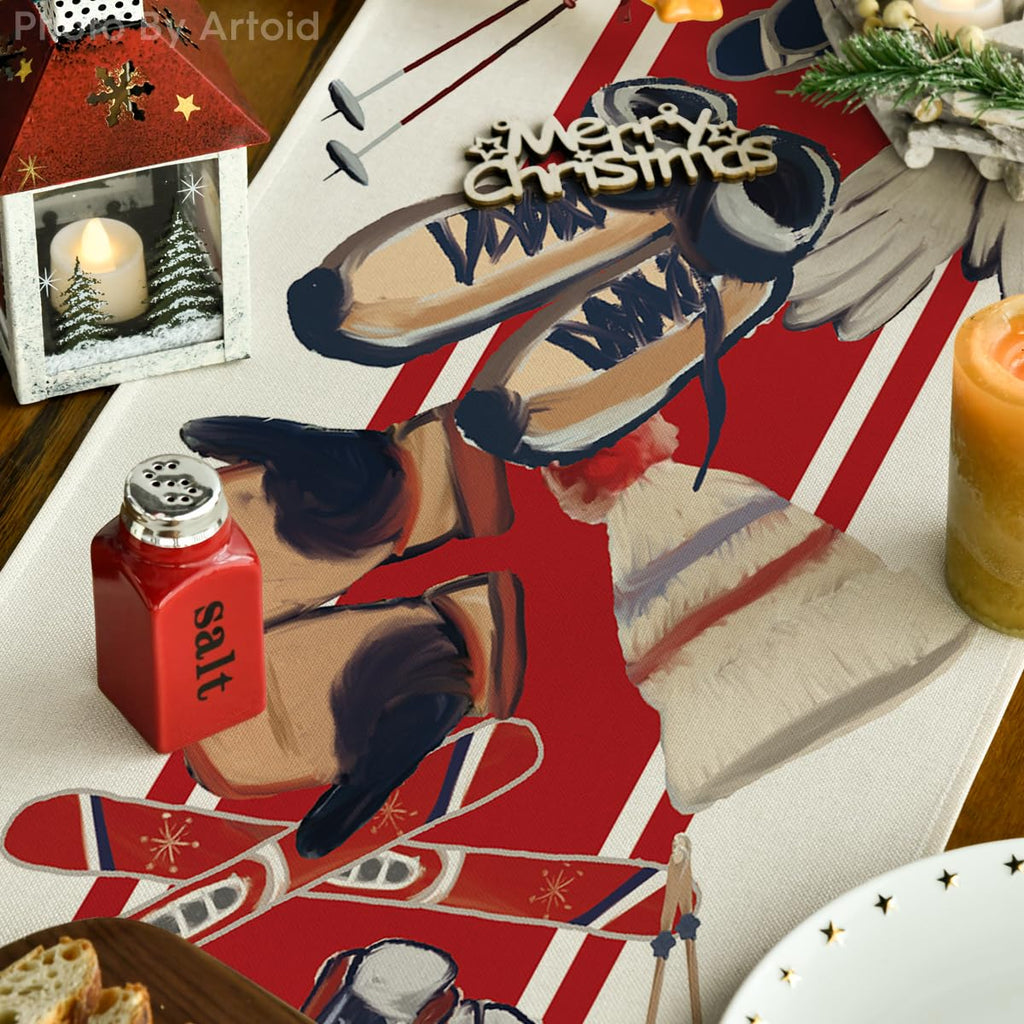 Artoid Mode Christmas Ski Gear Table Runner, 13 x 72 Inch