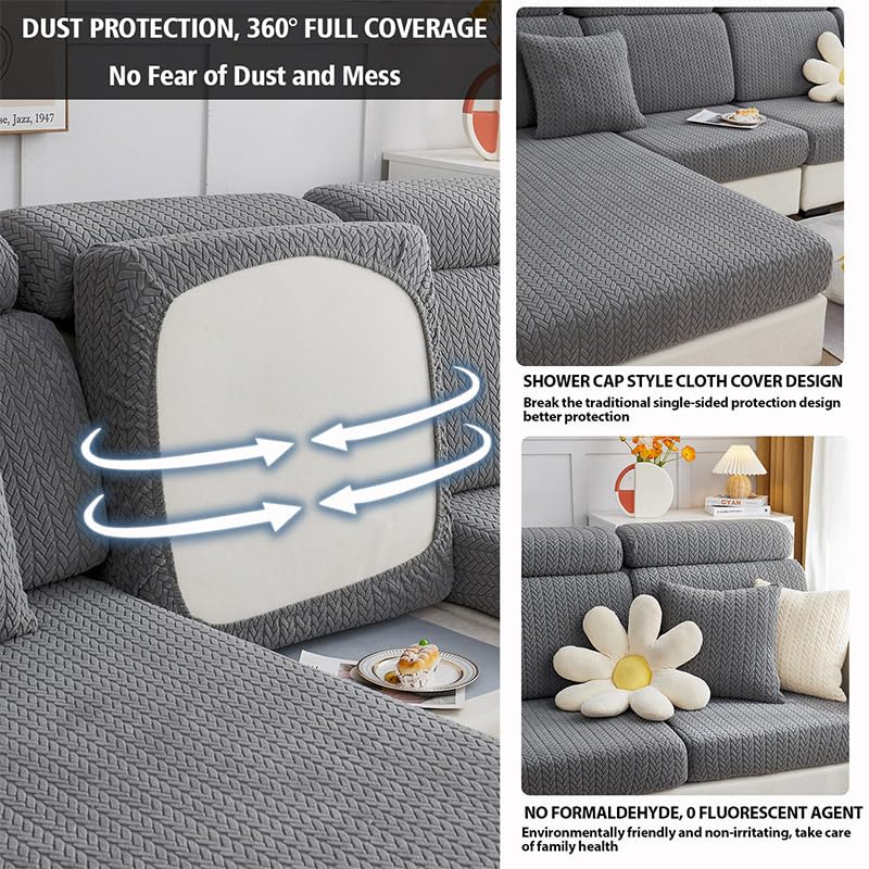 Disayu Sofa Couch Cover Stretch Washable Slipcover Beige Large Double Seat