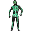 XXLOG Glow in the Dark Skeleton Costume Hooded Jumpsuit Halloween Cosplay Adult