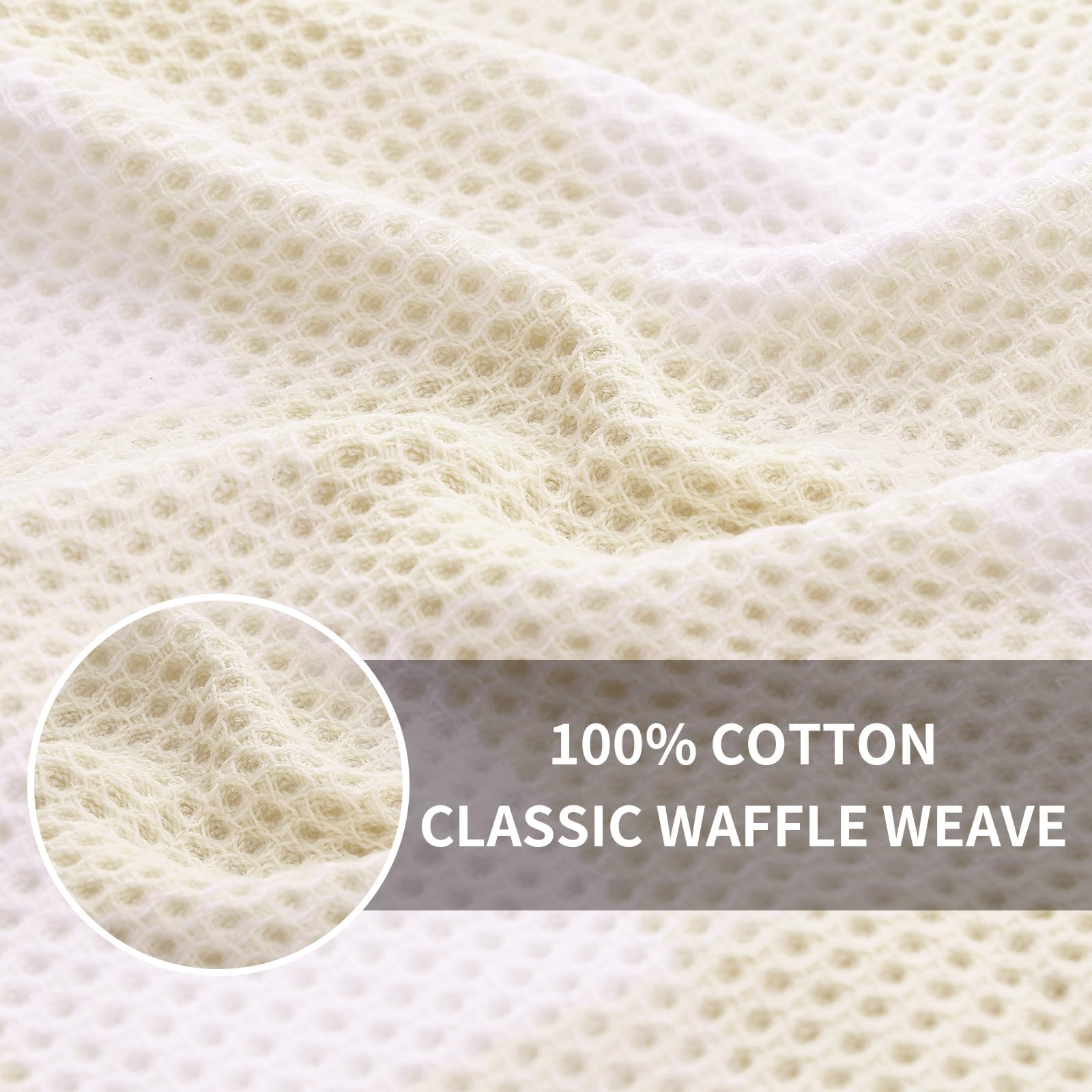 Homaxy Cotton Waffle Weave Check Plaid Dish Cloths 12x12 White Beige 6-Pack
