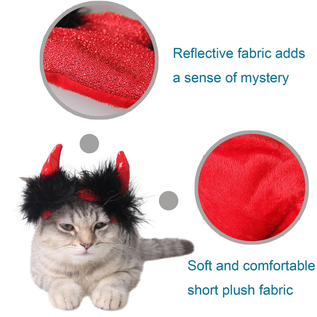 ABLAZEZAI Pet Halloween Devil Horn Headband Adjustable Red Size Large