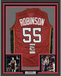 Framed Autographed/Signed Duncan Robinson 35x39 Miami Red Basketball Jersey JSA COA