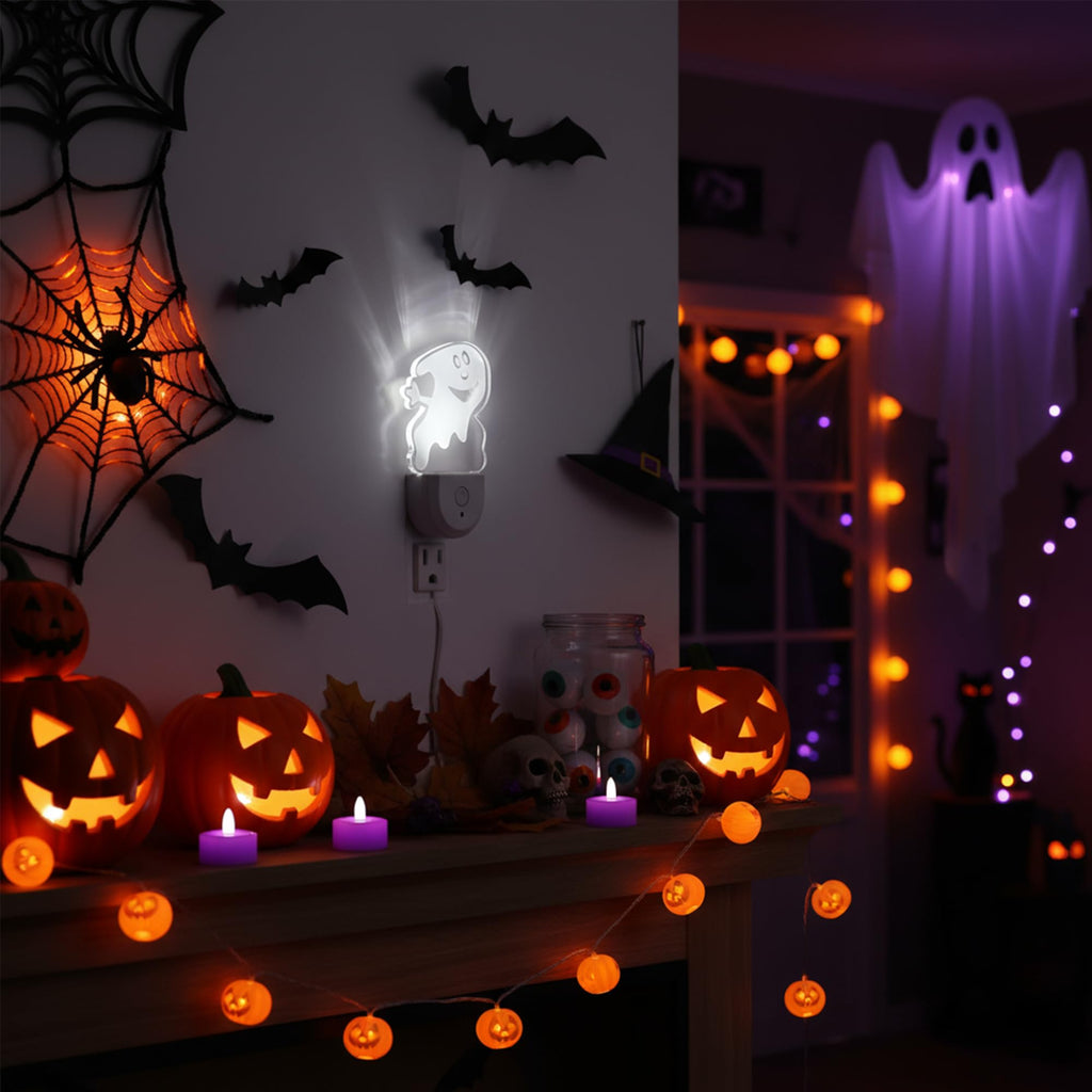 Meonum 2-Pack Christmas Night Light 6-Color LED Dusk-to-Dawn Wall Plug Spooky A
