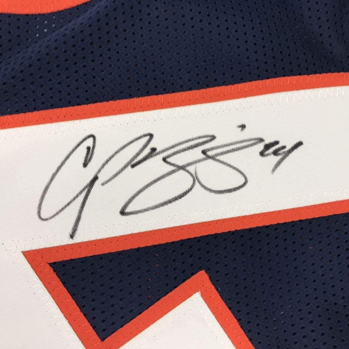 Framed Autographed/Signed Champ Bailey 35x39 Denver Blue Football Jersey Beckett BAS COA