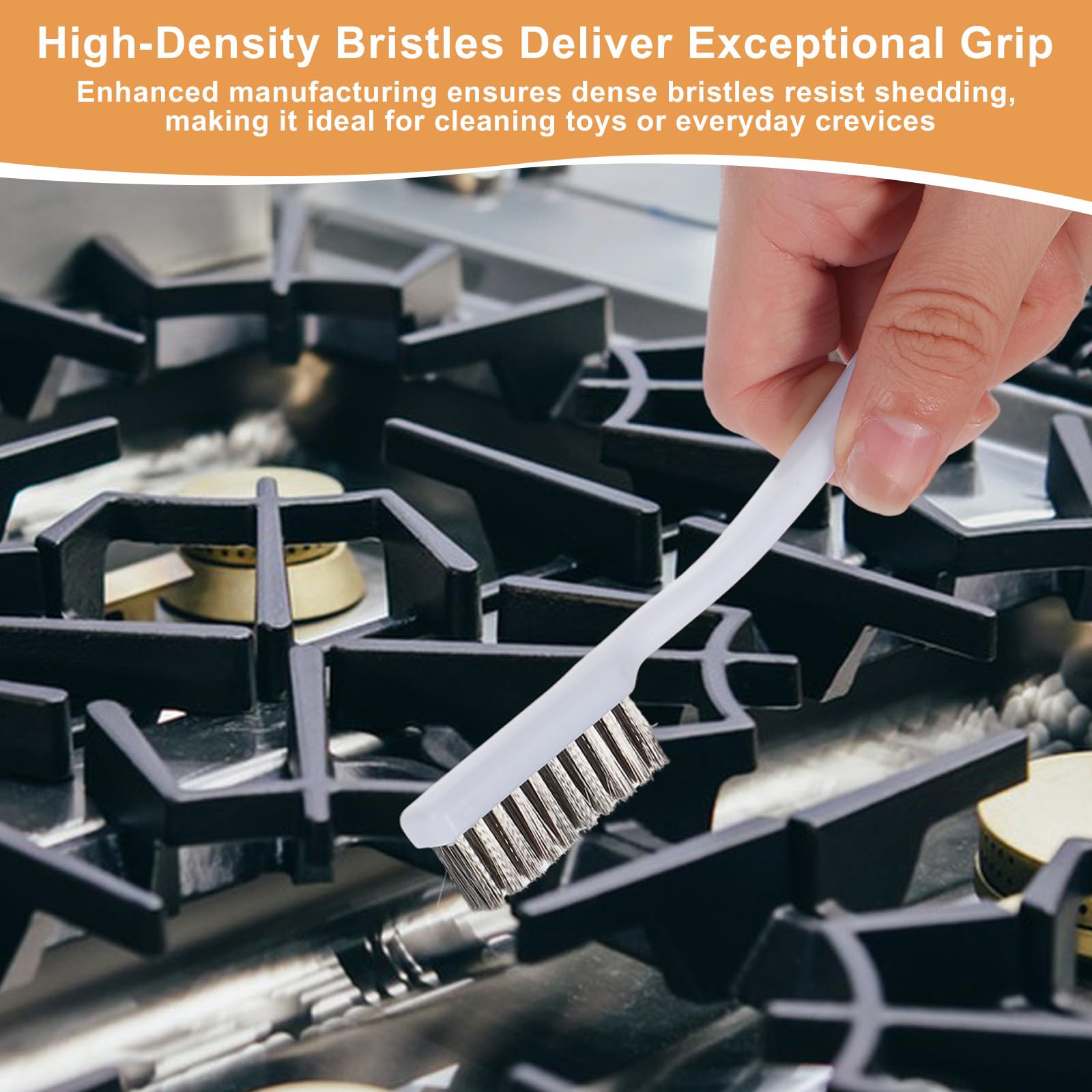 Yolev 5Pcs Stainless Steel Wire Brushes Heavy-Duty Curved Handle Cleaning
