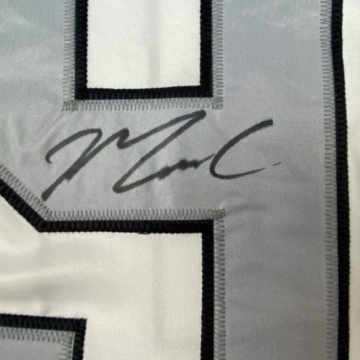 Framed Autographed/Signed Maxx Crosby 35x39 Las Vegas Oakland Color Rush Football Jersey JSA COA