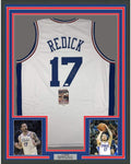 Framed Autographed/Signed JJ J.J. Redick 35x39 Philadelphia White Basketball Jersey JSA COA