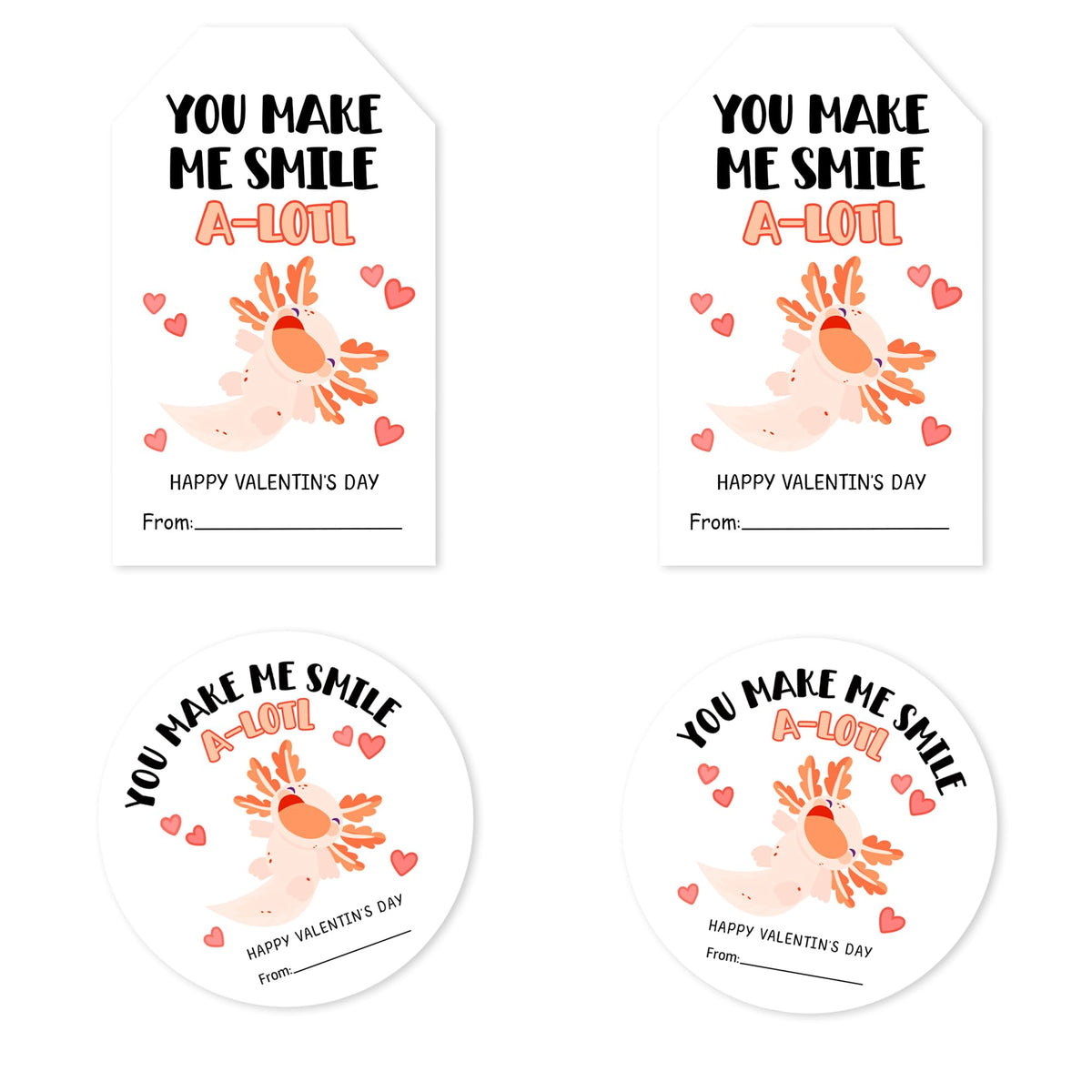 Valentine's Day Labels-You Make Me Smile A-Lotl-20 Circles & 20 Rectangles Self-Adhesive Paper Stickers for Valentines Gifts Envelope Sealing Snack Stickers, Valentine's Day Supplies-05