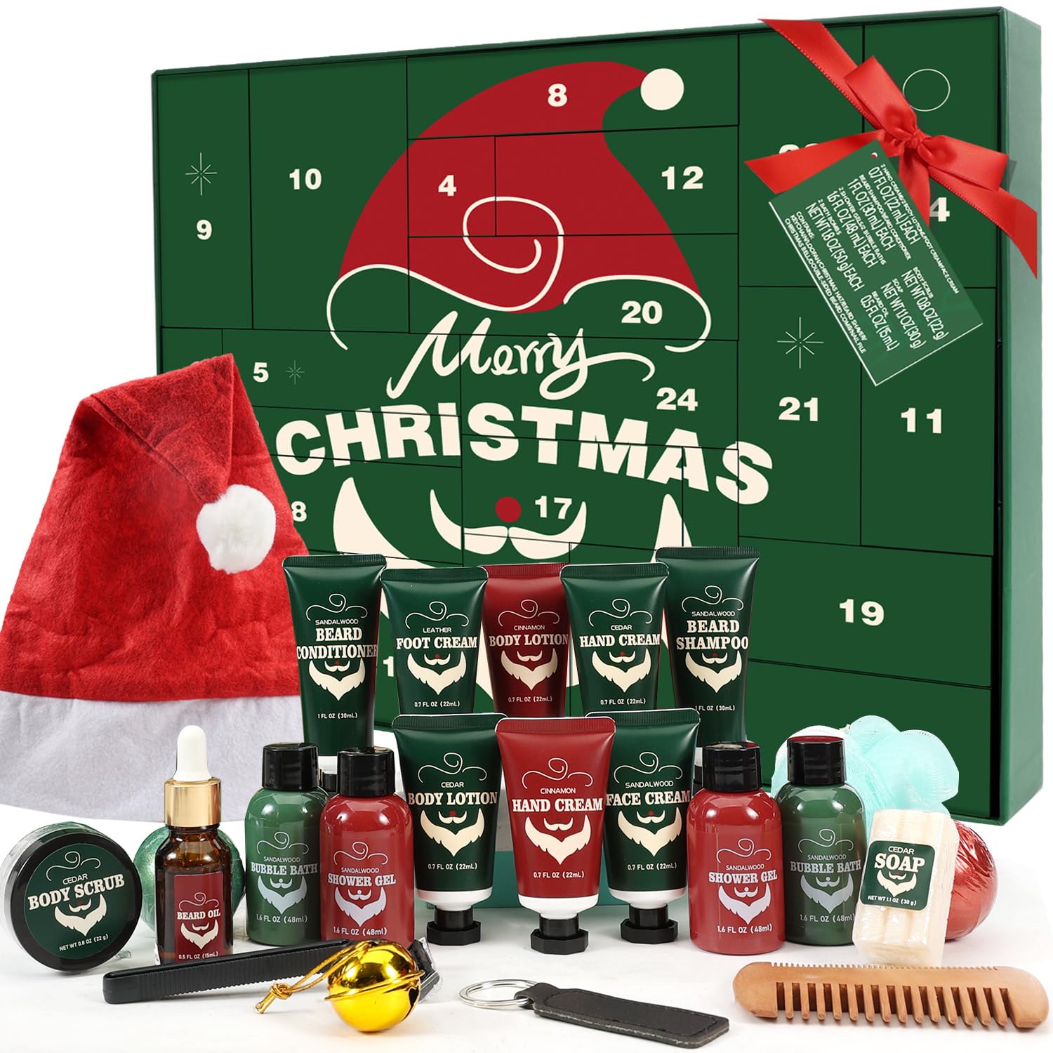 Rinse & Robust Advent Beauty Calendar 2025 Beard Care Kit 24 Days Red
