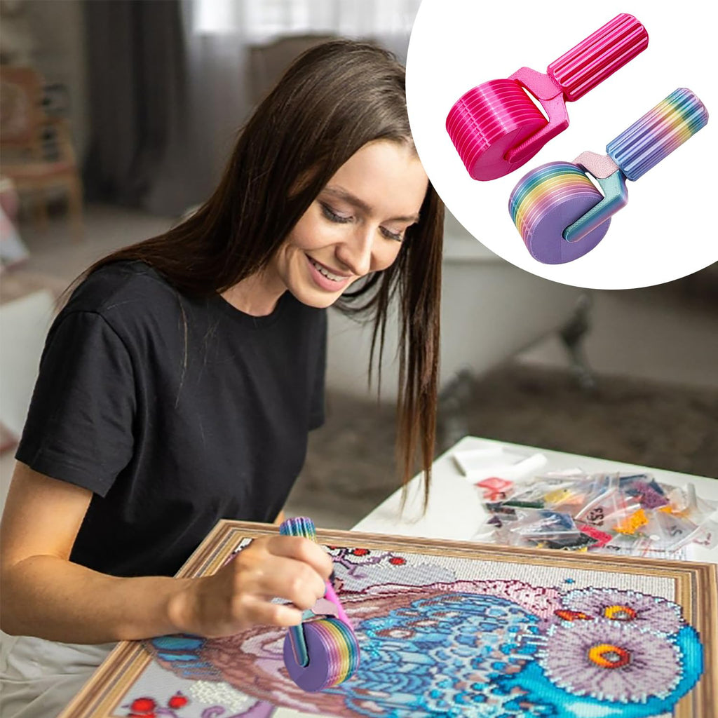 clould fitness Diamond Roller DIY Craft Tool Rhinestone Embroidery Pink+Rainbow
