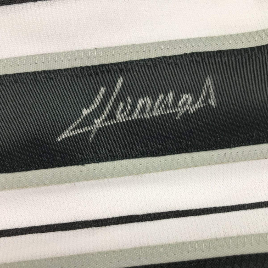 Framed Autographed/Signed Yoan Moncada 35x39 Chicago Pinstripe Baseball Jersey Beckett BAS COA