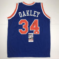Autographed/Signed Charles Oakley New York Blue Basketball Jersey JSA COA