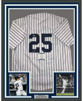 Framed Autographed/Signed Gleyber Torres 35x39 New York #25 Pinstripe Baseball Jersey Beckett BAS COA