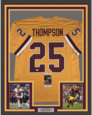 Framed Autographed/Signed Chris Thompson 35x39 Washington Yellow Football Jersey JSA COA