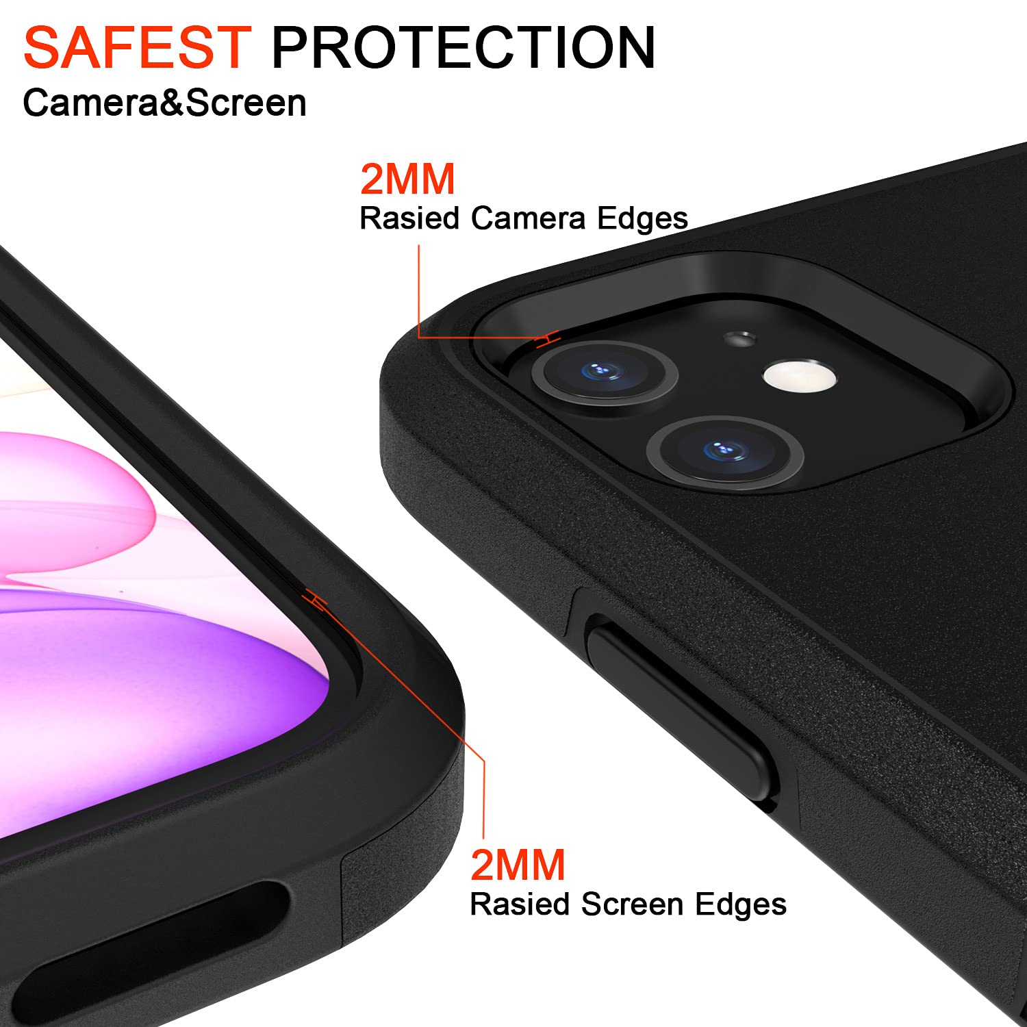 VOEAIN iPhone 11 Case 6.1" Hard PC+TPU Shockproof Black