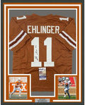 Framed Autographed/Signed Sam Ehlinger 35x39 Texas Orange College Football Jersey JSA COA