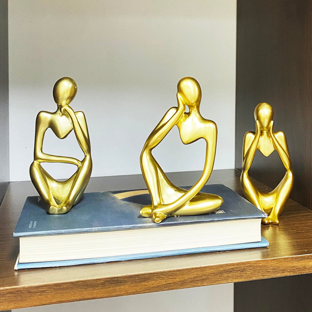 Lgmamob Thinker Gold Resin Decor Statue Small Sculpture Art Deco Figurine