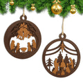 Yelsky Jesus Christmas Nativity Ornaments Wooden Set 2pcs Natural Wood