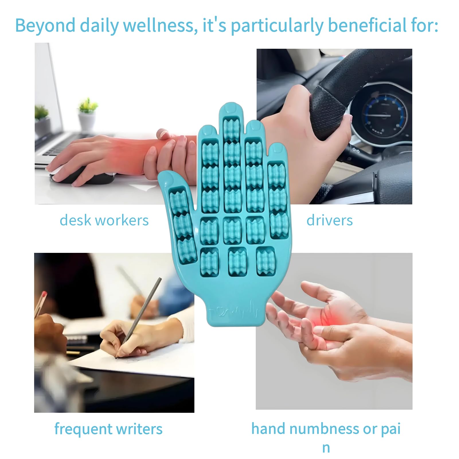 Hand Massager Finger Roller for Arthritis Carpal Tunnel Pain Relief Blue
