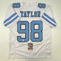 Autographed/Signed Lawrence Taylor North Carolina UNC White College Football Jersey JSA COA
