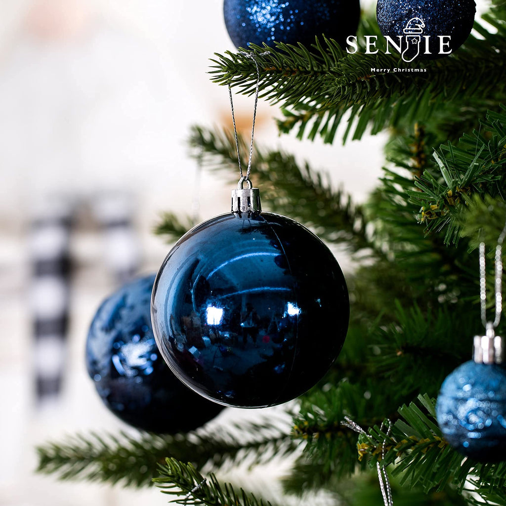 Senjie Night Blue Shatterproof Christmas Ornaments 32pcs Set Plastic