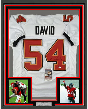 Framed Autographed/Signed Lavonte David 35x39 Tampa Bay White Football Jersey JSA COA
