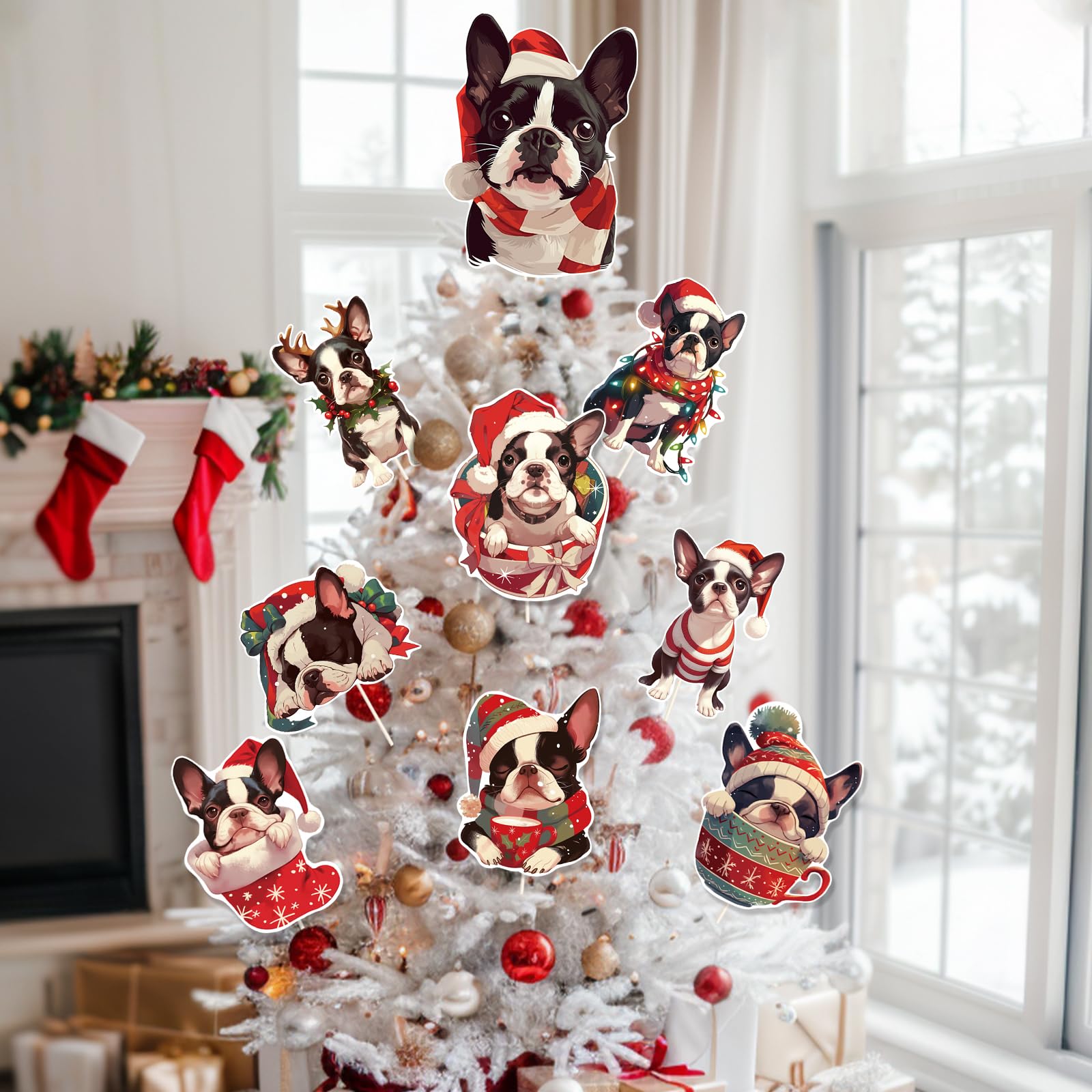 Ciazoxa Christmas Golden Doodle Tree Topper 9Pcs Ornament Xmas Decor