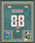 Framed Autographed/Signed Mike Gesicki 35x39 Miami Teal Football Jersey JSA COA