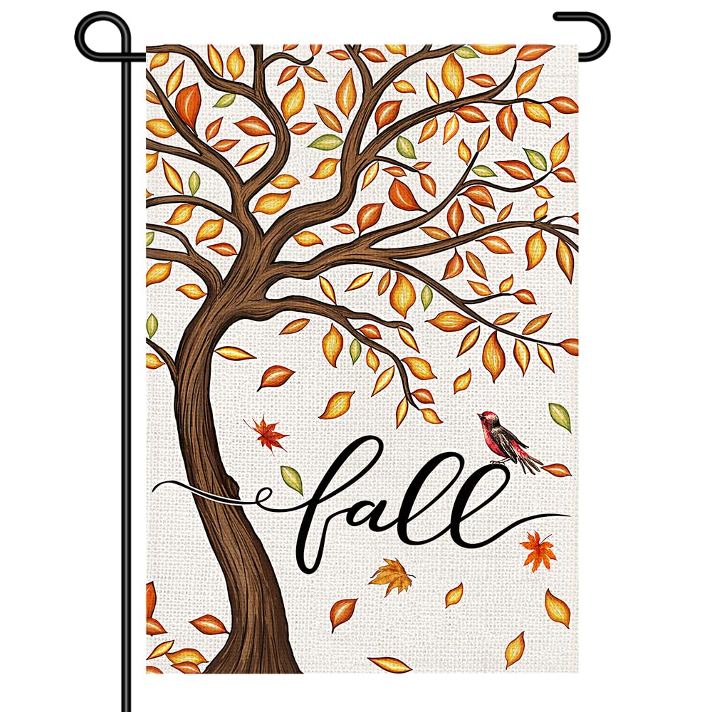 Decorhua Fall Garden Flag Burlap 12x18 Inch Double Sided Thanksgiving Maple Leaf