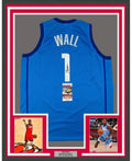 Framed Autographed/Signed John Wall 35x39 Houston Light Blue Basketball Jersey JSA COA