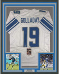 Framed Autographed/Signed Kenny Golladay 35x39 Detroit White Football Jersey JSA COA