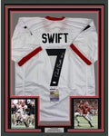 Framed Autographed/Signed D'Andre Swift 35x39 Georgia White College Football Jersey JSA COA
