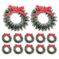 Veemoon 20Pcs Mini Christmas Wreaths with Bow, Christmas Tree Miniature Hanging Wreaths DiIY Craft Winter Garlands Decoration Dollhouse Garlands Ornaments for Festival Supplies (1. 4inch, Green)