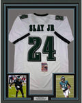 Framed Autographed/Signed Darius Slay Jr. 35x39 Philadelphia White Football Jersey JSA COA