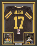 Framed Autographed/Signed Josh Allen 35x39 Wyoming Brown College Football Jersey JSA COA