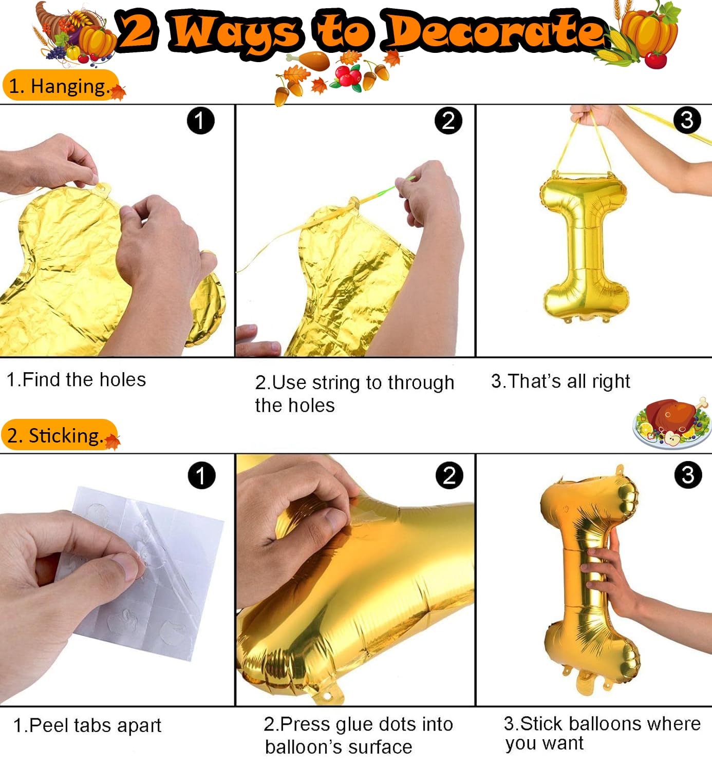 Pardi Give Thanks Banner Balloons 16in Gold Thanksgiving Party Decor Maple Leaf