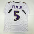 Autographed/Signed Joe Flacco Baltimore White Football Jersey JSA COA