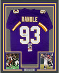 Framed Autographed/Signed John Randle 35x39 Minnesota Purple Football Jersey JSA COA