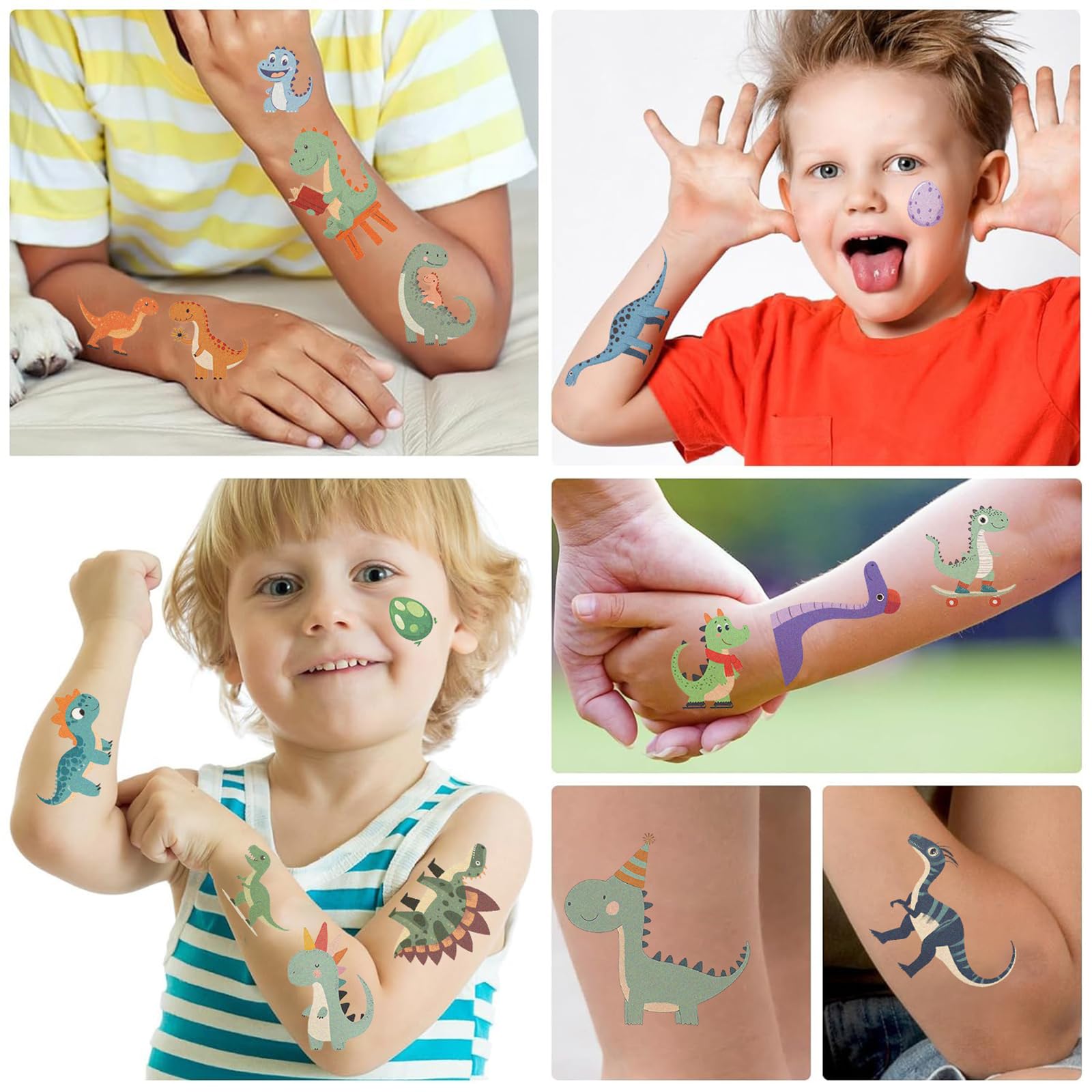 SBOBUY Dinosaur Temporary Tattoos 10 Sheets Blue Cartoon Kids Party Favors