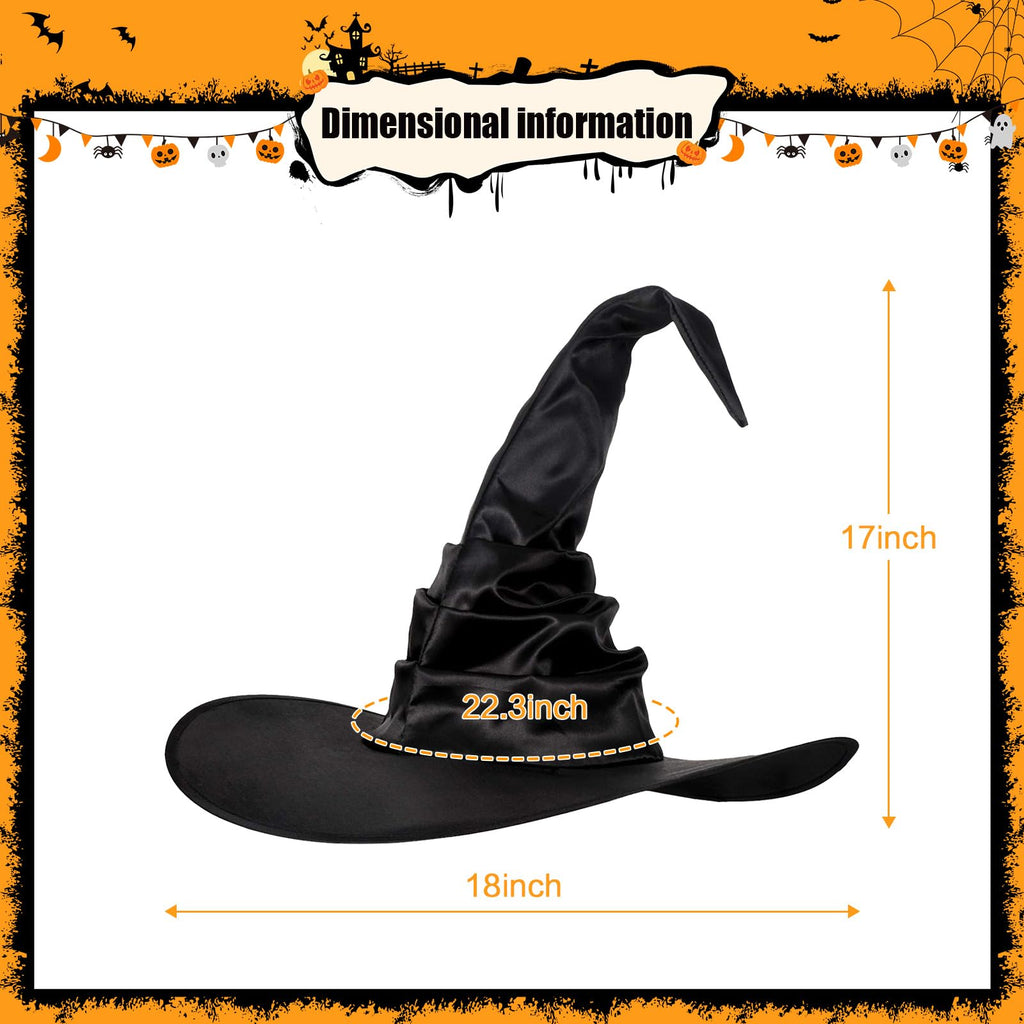 Leuceiy Halloween Witch Hat Black Polyester One Size Women Costume Accessory