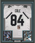 Framed Autographed/Signed Keelan Cole 35x39 Jacksonville White Football Jersey JSA COA