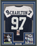 Framed Autographed/Signed Taco Charlton 35x39 Dallas Thanksgiving Day Football Jersey JSA COA