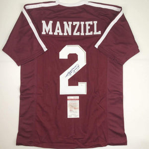 Autographed/Signed Johnny Manziel Texas A&M Maroon College Football Jersey JSA COA