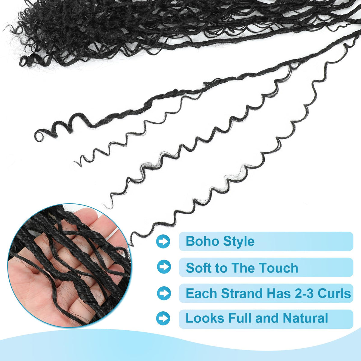 IIFLYDSFA 14-Inch Boho Goddess Faux Locs Crochet Hair, 8 Packs, 1B