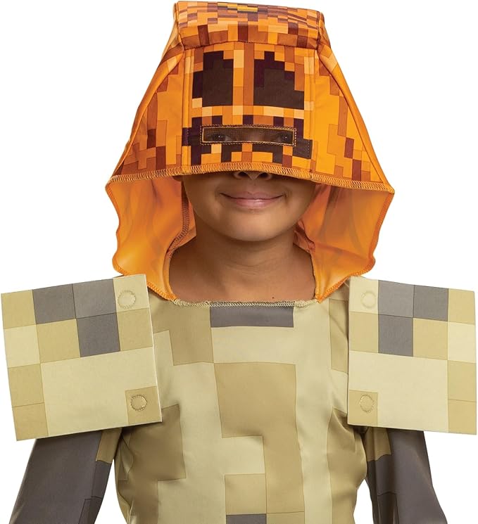 Minecraft Husk Jack O'lantern Costume, Official Minecraft Boys Hooded Jumpsuit