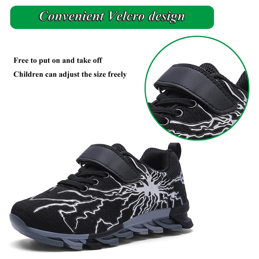 Sypsfwco Kids Running Sneakers Mesh Athletic Rubber Sole Black-Red Size 3.5 US